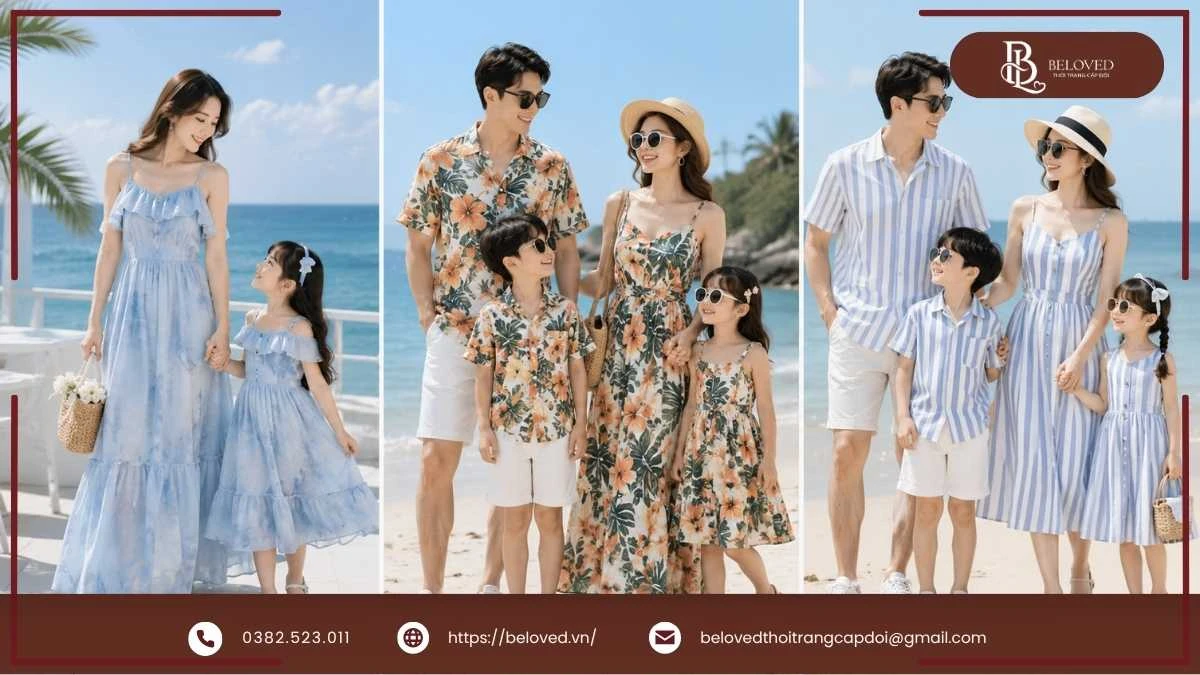 15+ Set Đồ Gia Đình Đi Biển Đôi Gắn Kết Yêu Thương Cực Chất