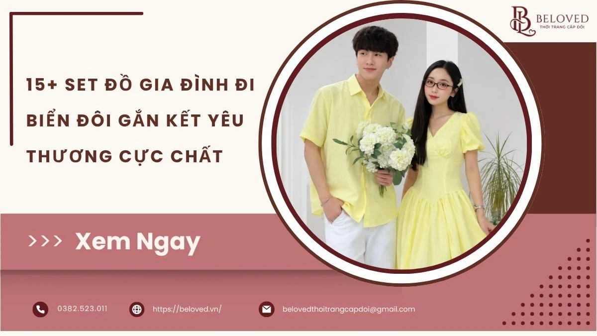 Hình ảnh gia đình diện set đồ gia đình đi biển đôi với tone màu pastel trẻ trung, phù hợp cho kỳ nghỉ, chụp ảnh và lưu giữ những khoảnh khắc gắn kết bên bờ biển.