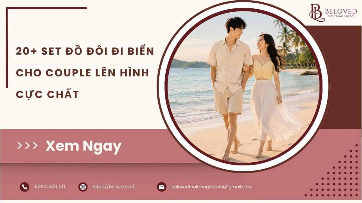 Áo đôi nam nữ đi biển phong cách trẻ trung với tone xanh pastel của Beloved